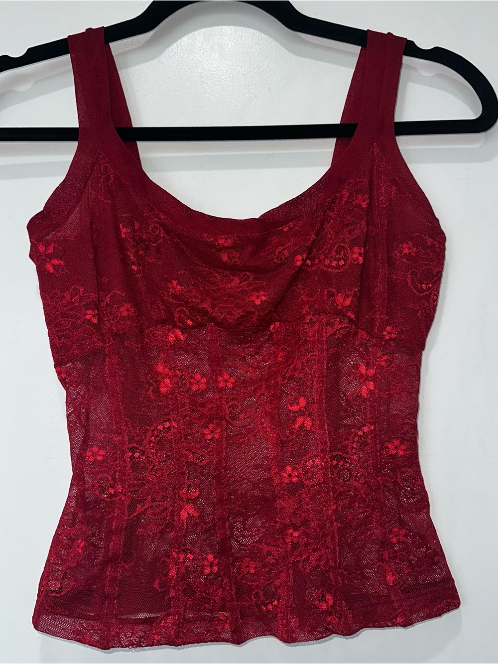 On Gossamer Red Lace Tank Top